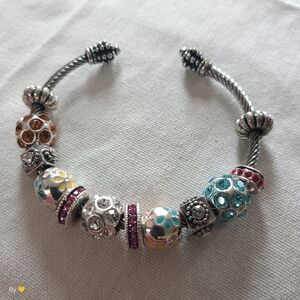Elegant Silver and Multicolor Beaded Bracelet